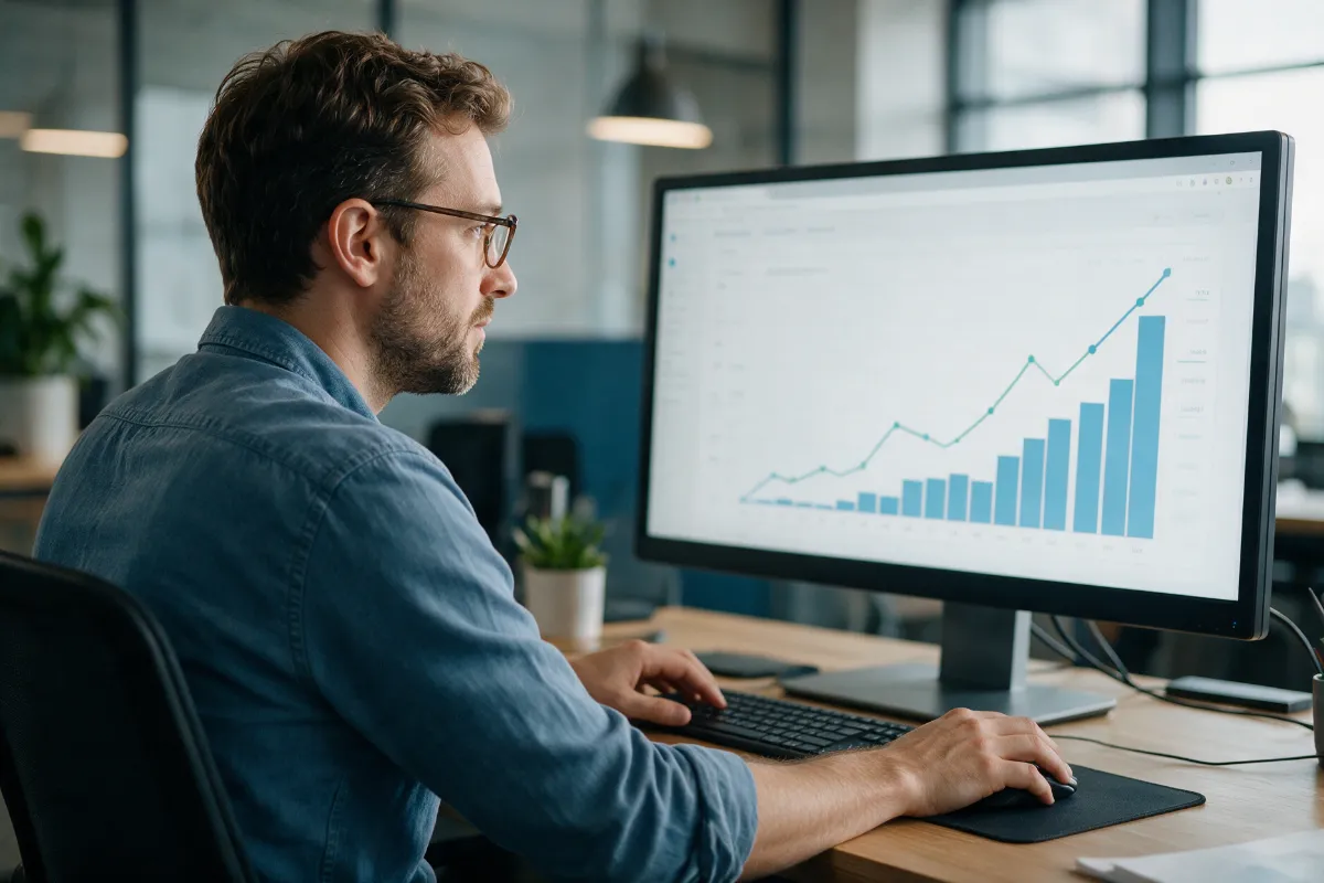 Consultant en référencement naturel analysant la progression du trafic d’un site web